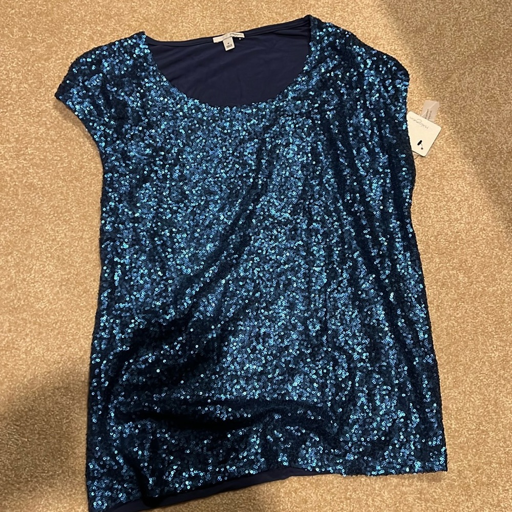 Navy- sequins front top